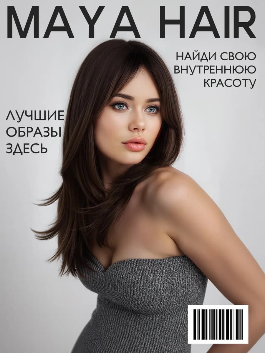 Парик длинный каскад с челкой